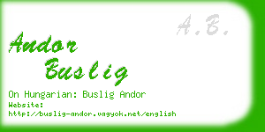 andor buslig business card